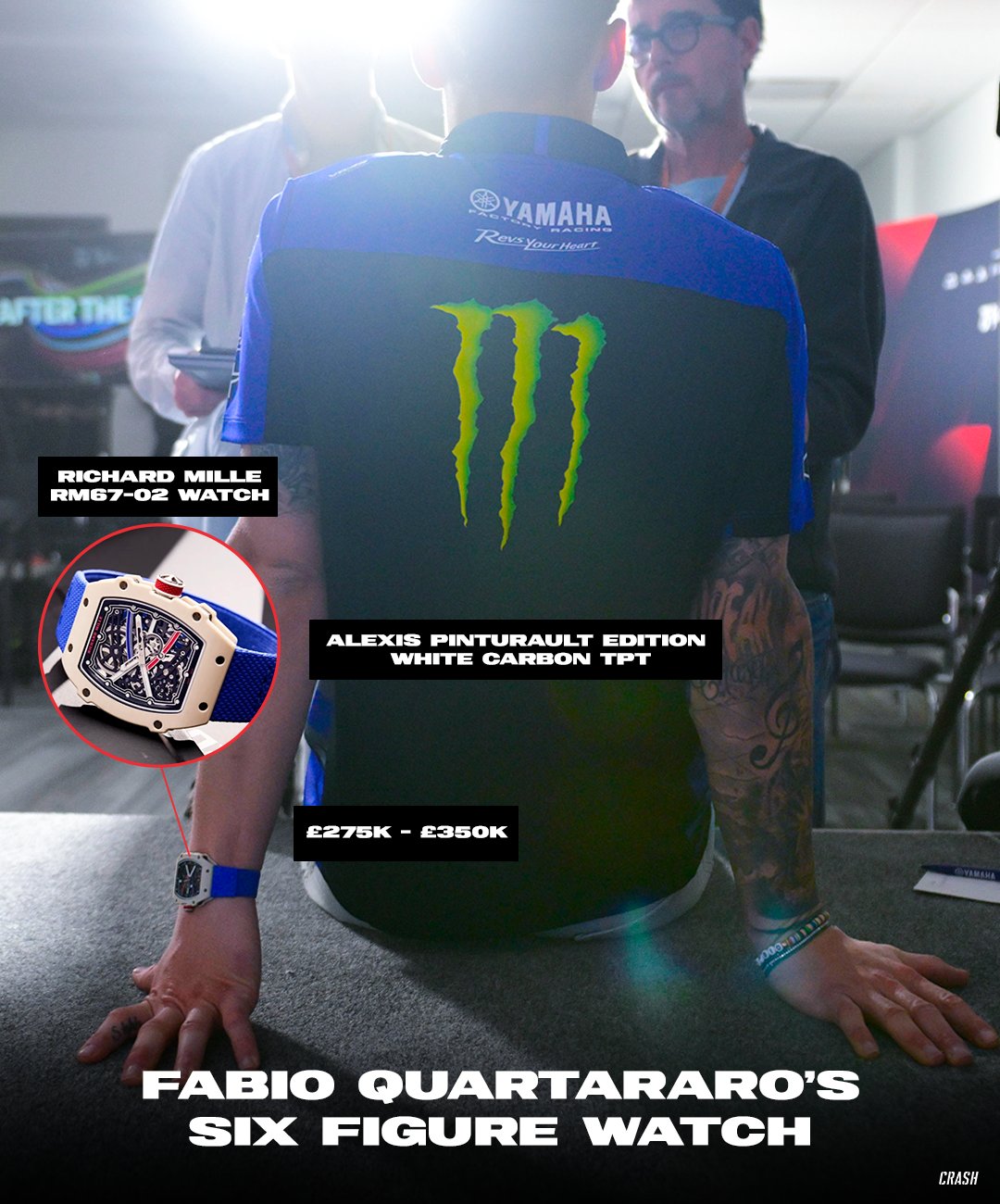Crash MotoGP on X Fabio Quartararo rocking a six figure Richard Mille watch in COTA MotoGP AmericasGP https t ZNvvMGAoUW X