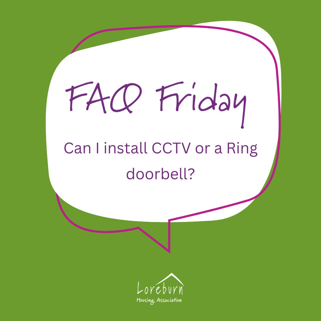 loreburnhousing's tweet photo. 🔍 Planning CCTV or a smart doorbell installation? Here's what to consider: 
📝 Seek our permission and abide by privacy laws
🤔 Assess need and recording specifics
🔒 Respect others' privacy
📜 Adhere to legal guidelines
🚫 Consult us before recording antisocial behaviour. https://t.co/wNZygPzZMp