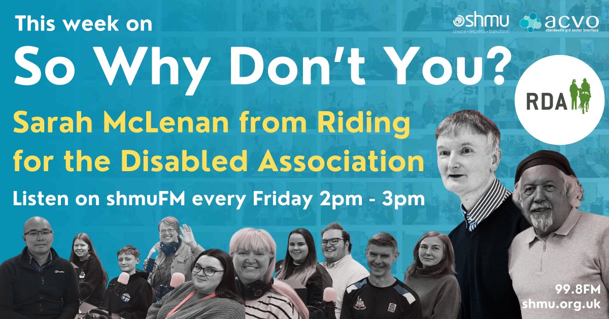 📻 Today on So Why Don't You on #ShmuFM ... 🎙️ Mike and Rod are joined in the @shmuORG studio by special guest Sarah McLenan from @RDAnational! 🔊 Tune in today 2-3pm to listen to the live show on 99.8FM or online at shmu.org.uk #VolunteerAberdeen