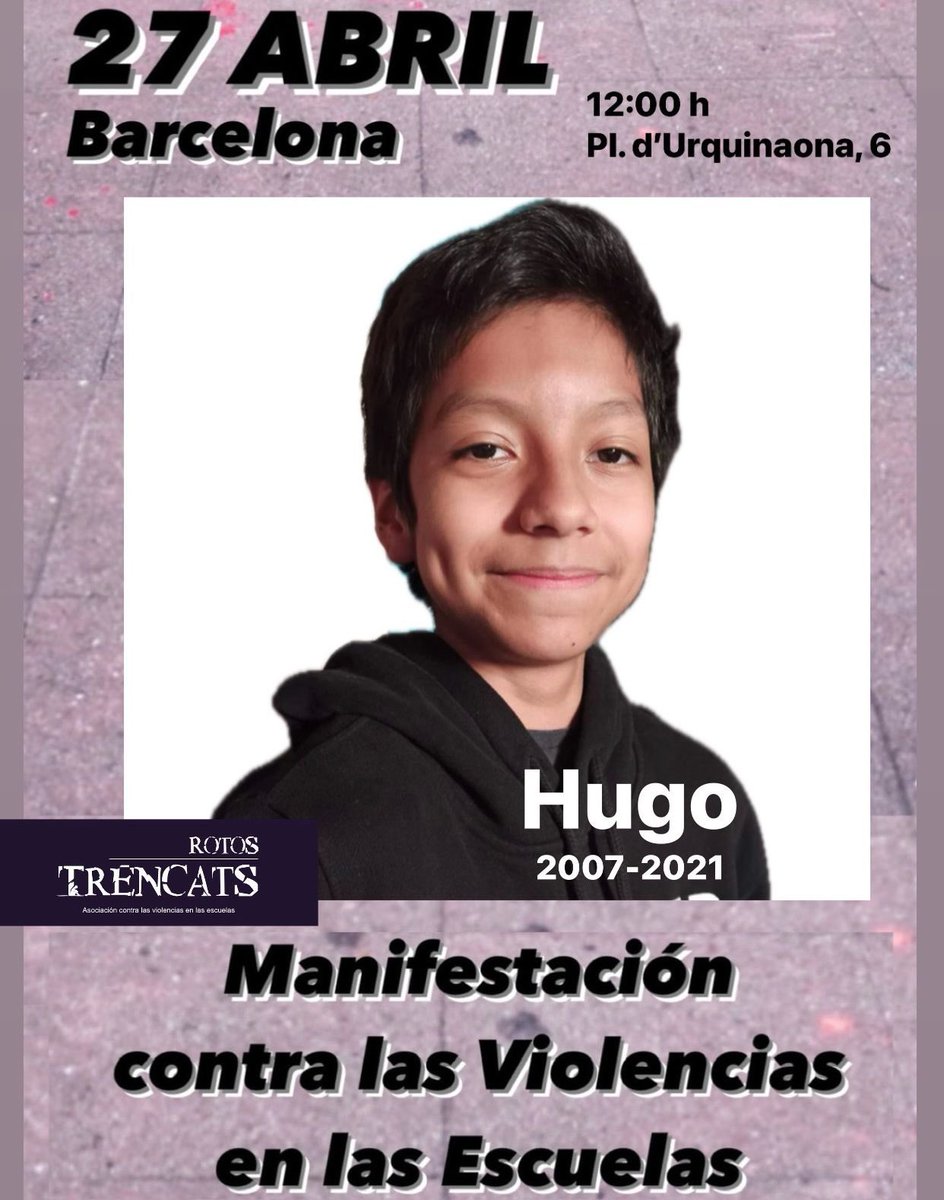 #27A #elacosoescolarmata Con 13 años Hugo se despidió con una nota en la que decía que no quería seguir sufriendo. Había contado a sus padres que pareciera que todos le odiaran en clase. Un día su madre le vio moretones en los pies y Hugo explicó que había un niño que le…