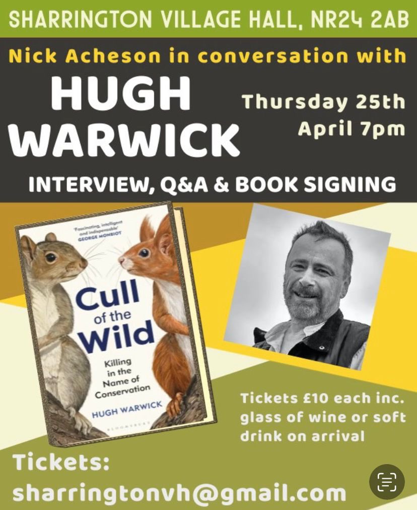 Meet the charming, erudite @hedgehoghugh in north Norfolk next week as he talks hedgehogs 🦔 and his new book *Cull of the Wild*. All details in the attached image.