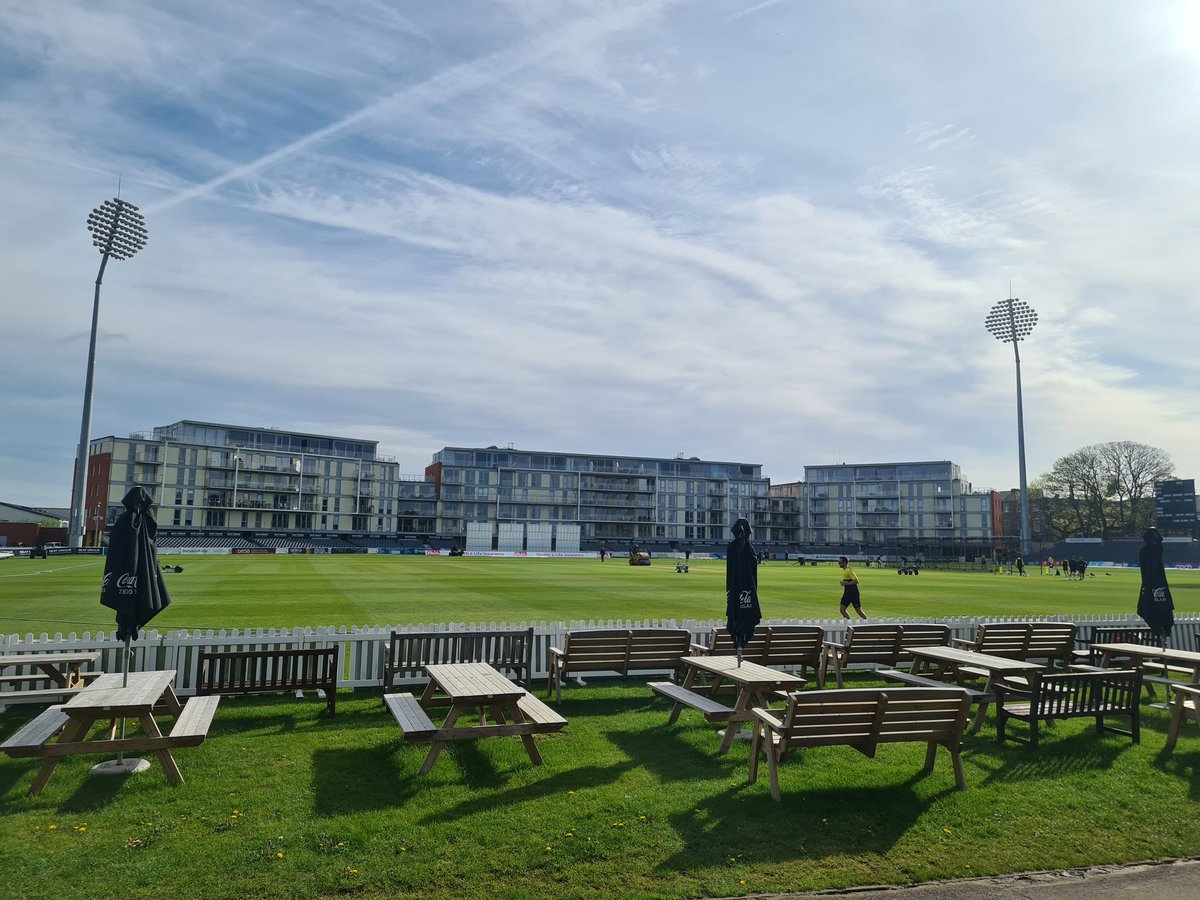 Bristol, for Gloucestershire v Yorkshire, which was washed out entirely last year, so this is already a stark improvement. Joe Root and Harry Brook here too.