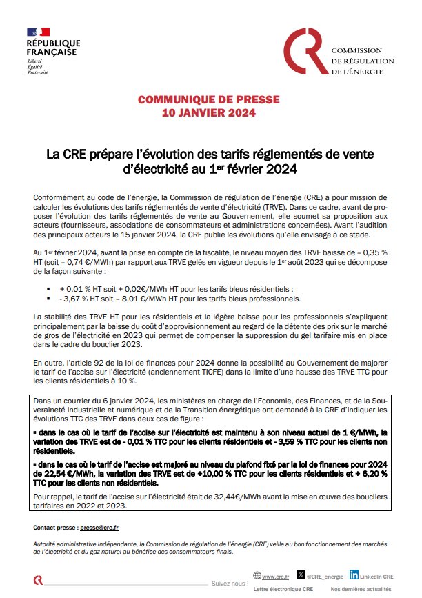 C’est FAUX. Il n’a jamais été décidé d’en finir avec les tarifs réglementés de vente d’électricité. Ils le sont toujours en France et le seront encore après l’adoption de la réforme européenne #EMD C’est d’ailleurs la @CRE_energie qui propose ces tarifs 2 fois par an: