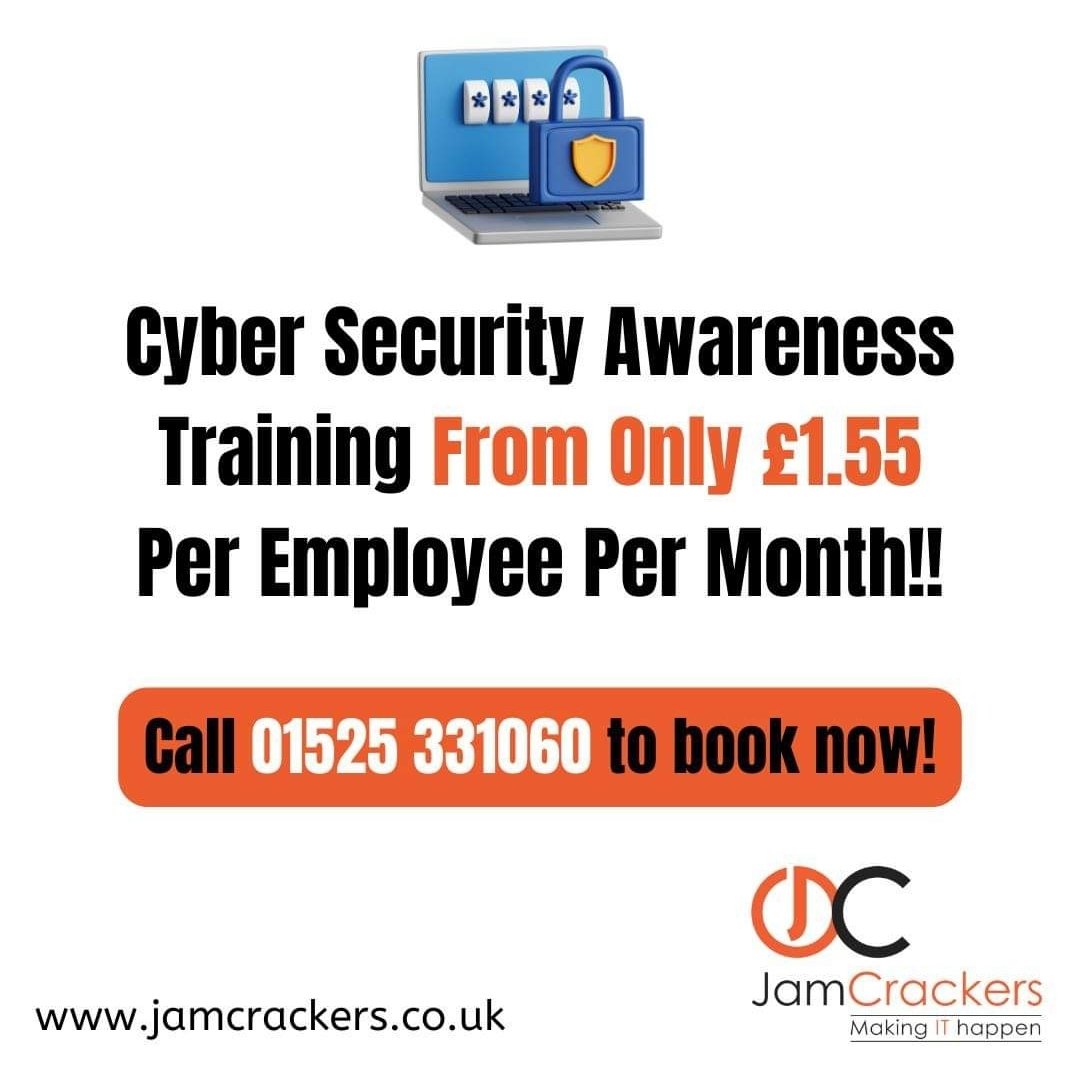JamCrackersUK's tweet image. Call us on 01525 331060 to find out more or to book your training today.

jamcrackers.co.uk

#Cybersecurityawarenesstraining #cybersecurityservicesinleightonbuzzard #cyberthreattraining #CyberAwarenessTraining