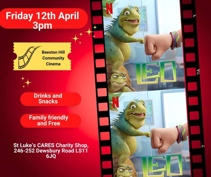 Free family film ('Leo') this afternoon (Friday 12 April), 3pm at @StLukesCares_DR in south #Leeds. Free snacks too! @Child_Leeds @leedsyoungfilm @leedsfilmfest