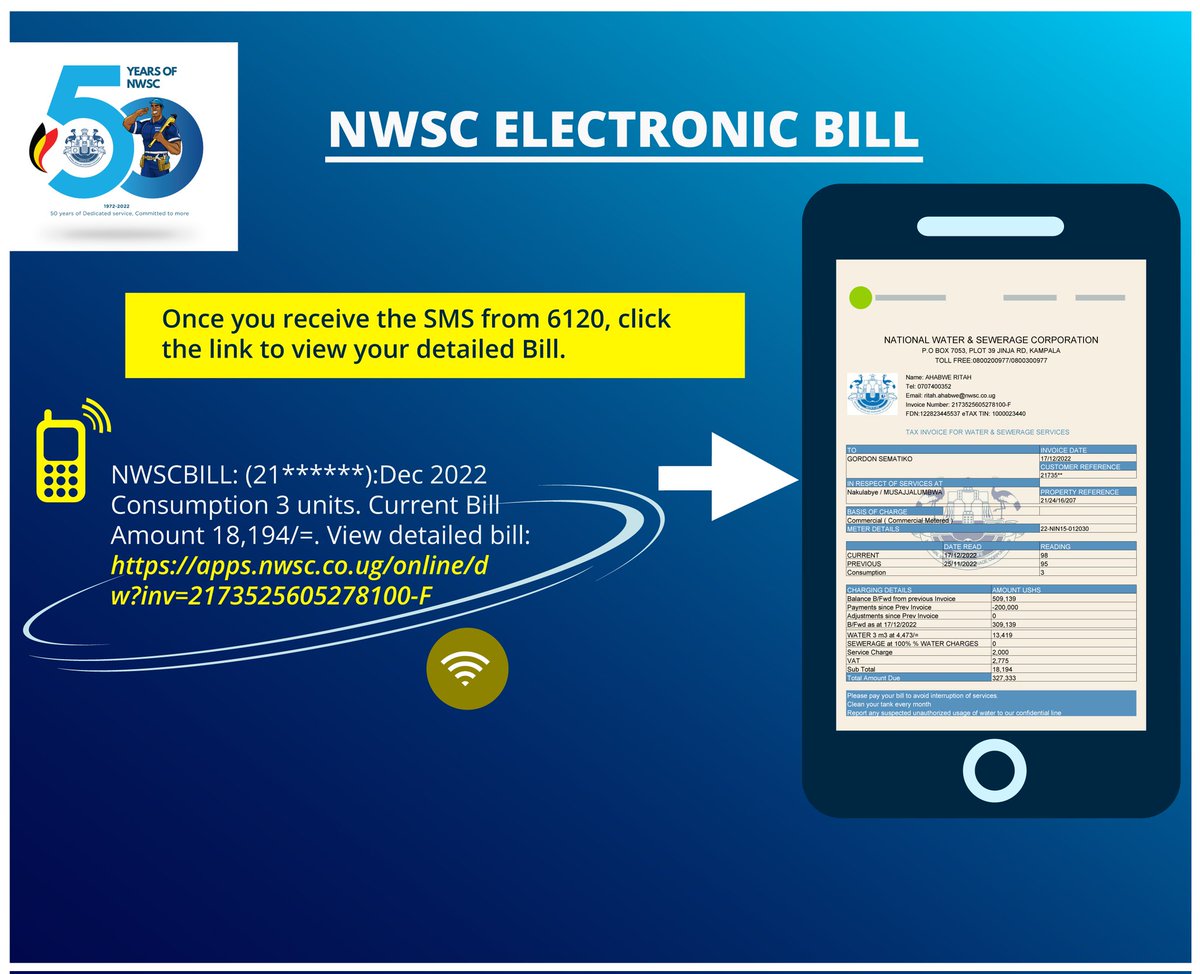 Dear customer, click on the link shared to view your bill in detail. Your ebill is still a physical bill. #waterman