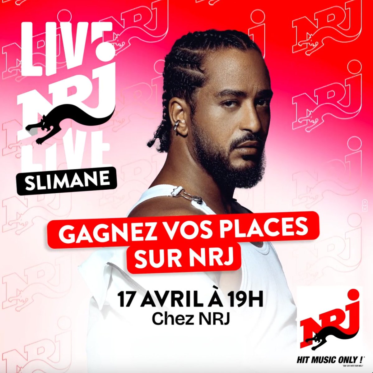 Mercredi 17 avril @Slimaneoff sera en live chez NRJ ! 😍 Gagnez vos places pour assister à ce NRJ LIVE ! 🔥 Pour participer : ➡️RT + Follow @NRJhitmusiconly ➡️Like + Mentionne un pote avec qui venir👇