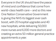 @coldwarsteve @percysparlour Let's recall that the 2019 Tory manifesto promised many more nurses, doctors, GP appointments, 40 new and 20 upgraded hospitals, and world-class health care. The NHS would be better than ever before, had the manifesto commitments been earnestly delivered.
