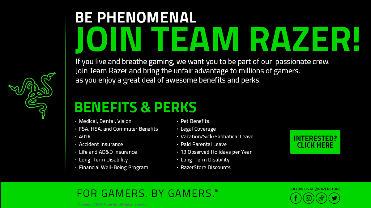 Razer is now hiring for the Store Manager and Supervisor position in RazerStore New York! Think you have what it takes? Come through to RazerStore New York from 11AM-4PM today! Check this link for more information: rzr.to/RZRNY