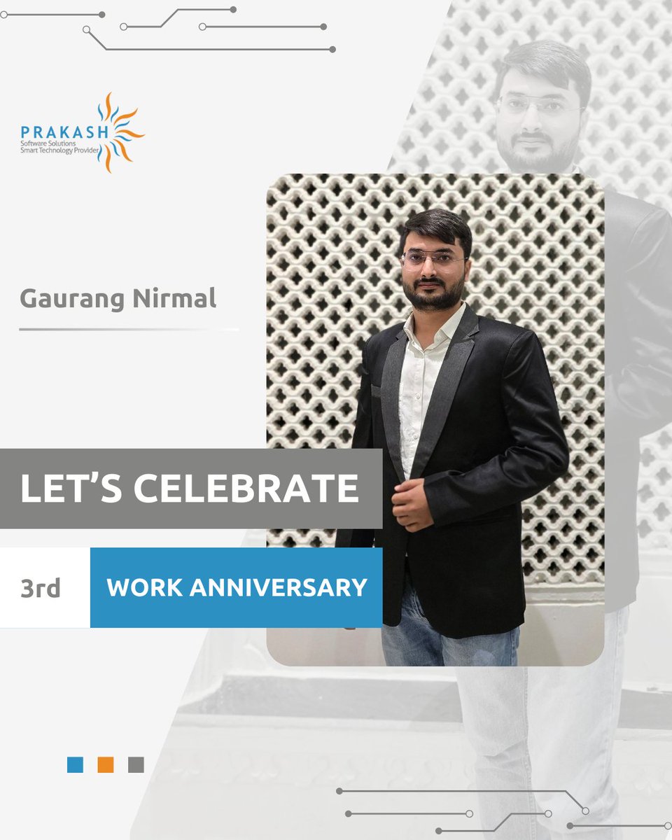 Dear Gaurang Nirmal,

Happy anniversary! Your contributions to our team's success are invaluable, and we're fortunate to have you on board. Kudos from team PSSPL!

#work #thankyou #inspiration #recognition #employeerecognition #workculture #psspl #workanniversary