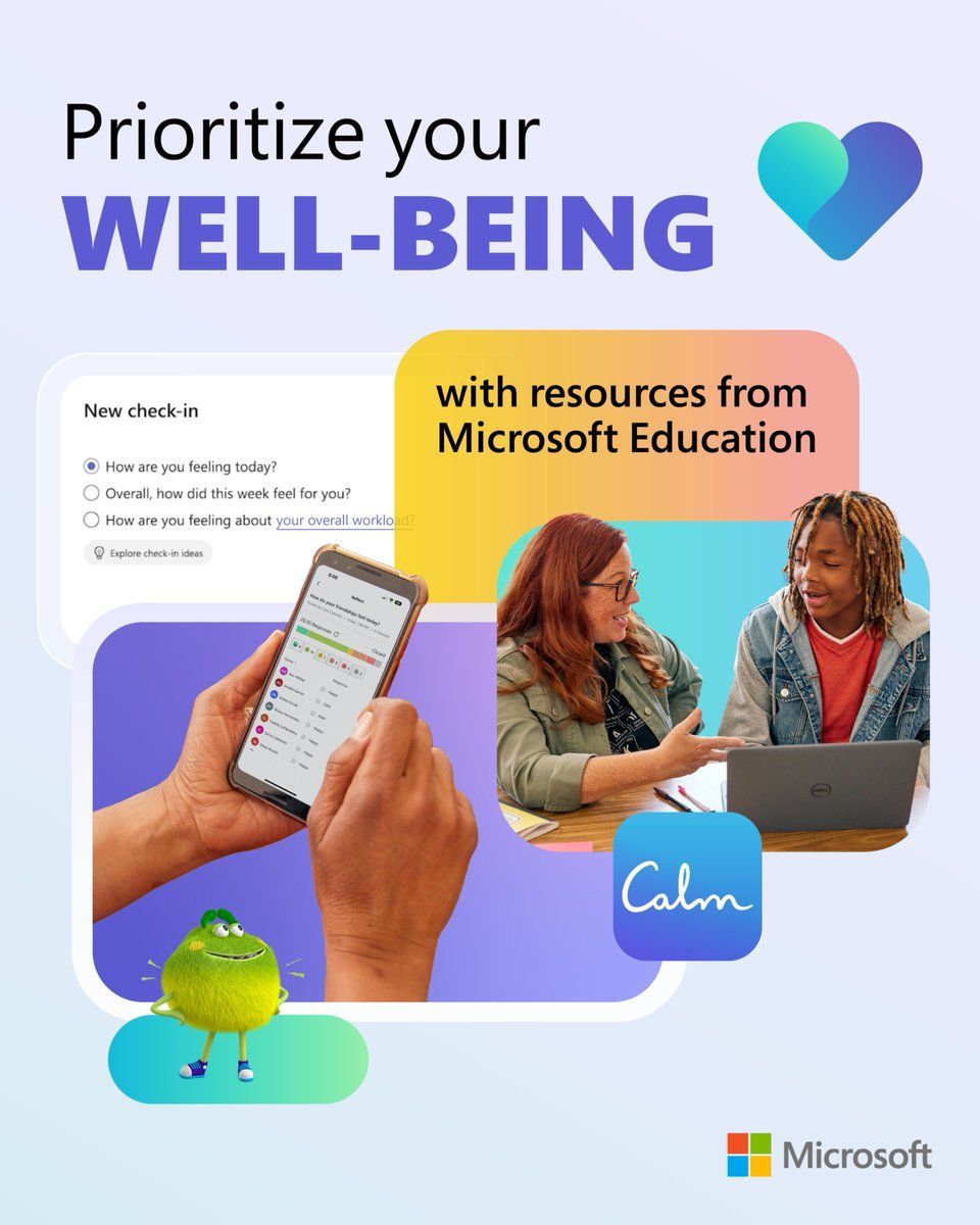 Dear teachers and staff: your well-being matters. Explore resources from #MicrosoftEDU that nurture wellness and help you invest in yourself. You deserve it. msft.it/6012ipOUg