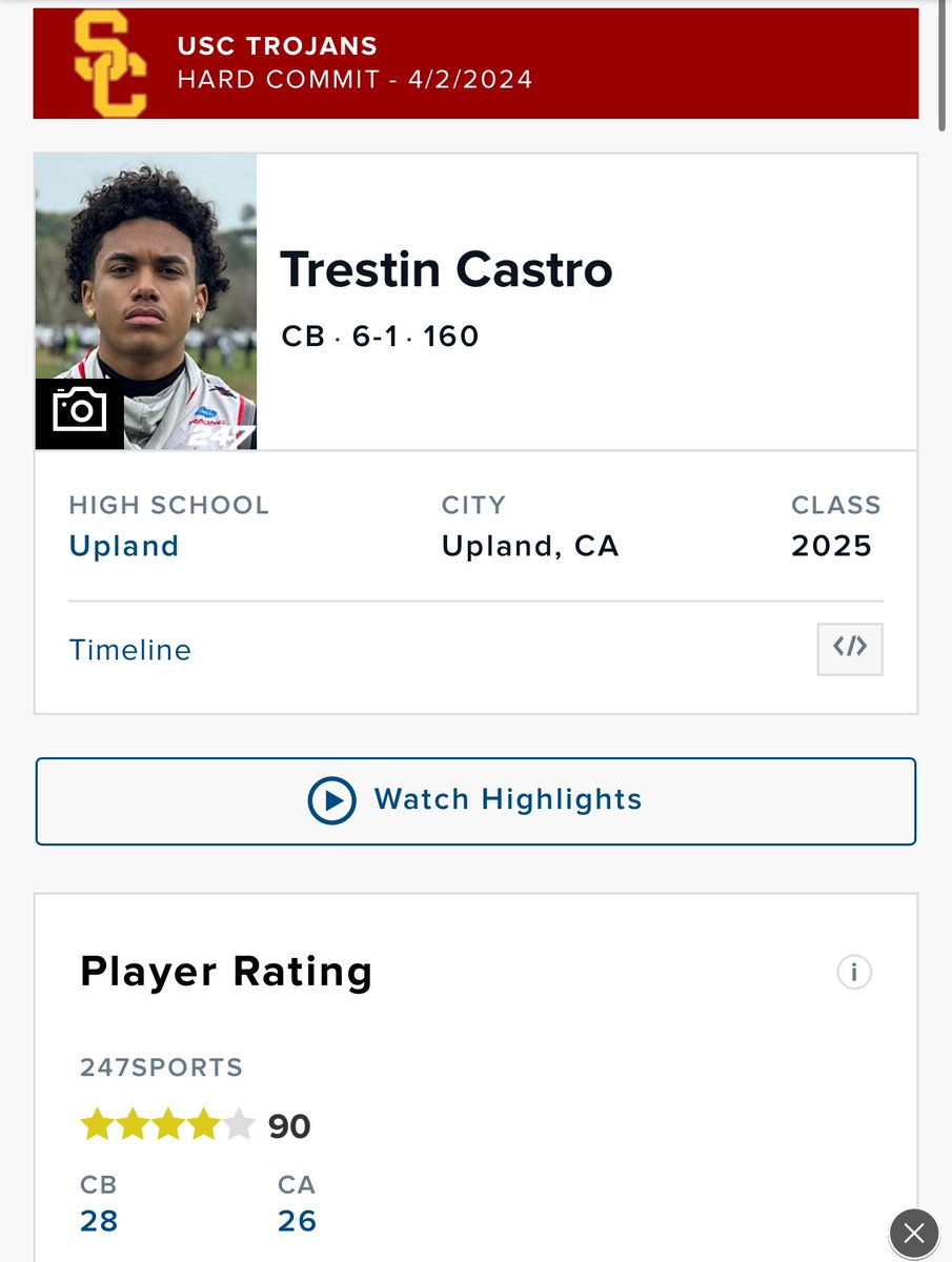 Blessed To Officially Be Ranked A 4⭐️ ! @GregBiggins @BrandonHuffman @adamgorney @Rivals @uscfb @upland_fb