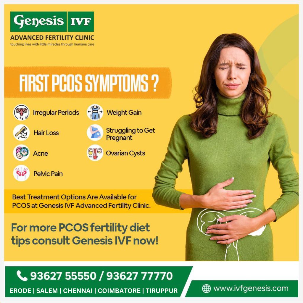 GenesisIVF_Off's tweet photo. 𝐅𝐢𝐫𝐬𝐭 ��𝐂𝐎𝐃 𝐒𝐲𝐦𝐩𝐭𝐨𝐦𝐬?
➼ Irregular Periods
➼ Hair Loss
➼ Acne
➼ Pelvic Pain
➼ Weight Gain
➼ Struggling to get pregnant
➼ Ovarian Cysts

Appointment:
Call: 93627 44440 | 93627 55550
#GenesisIVF #doctor #bestivfclinic #bestivf #fertility #ivfjourney  #symptoms https://t.co/MLwjUCUK8u