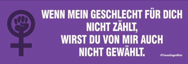 Heute zeigt unsere Regierung was sie von Frauenrechten 
hält. Nämlich absolut nichts. Wir zeigen dann zukünftig bei den Wahlen, was wir von von unserer Regierung halten. 
#NoSelfIDforGermany 
#FrauenSagenNein