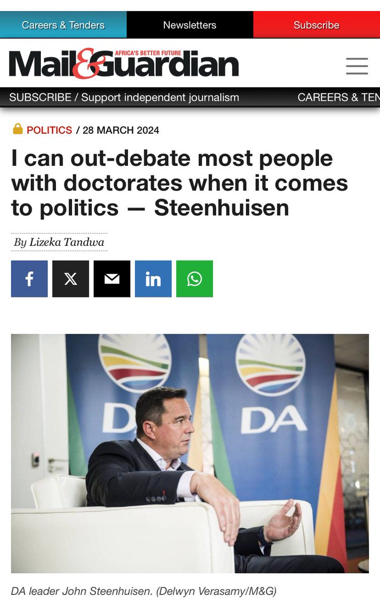 I am disappointed. Did @jsteenhuisen decline your invite to this debate?