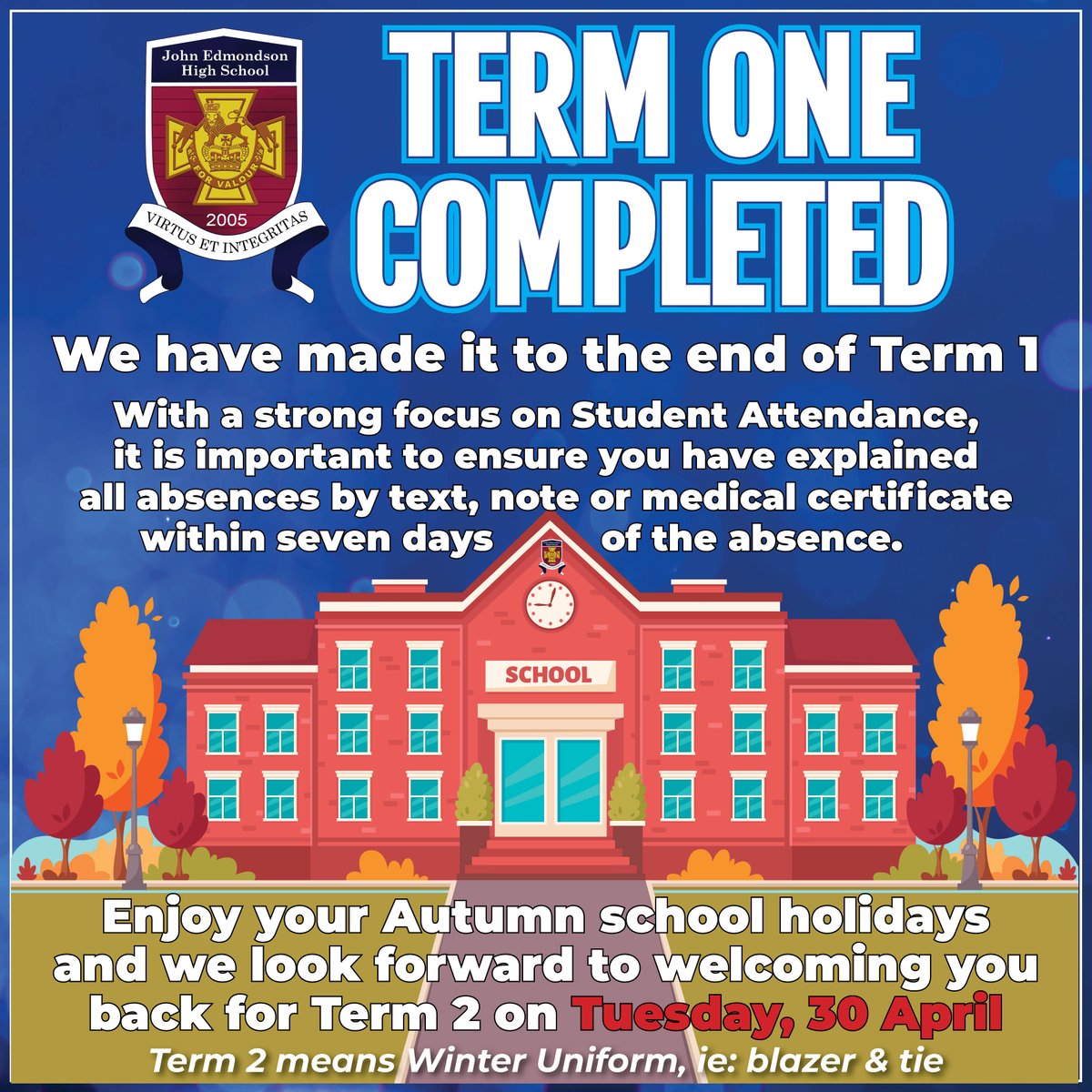 John Edmondson High School (@johnedmondsonhs) on Twitter photo ๐ง๐๐ฅ๐ ๐ข๐ก๐ ๐๐ข๐ ๐ฃ๐๐๐ง๐๐ | ๐๐ป๐ท๐ผ๐ ๐๐ผ๐๐ฟ ๐ต๐ผ๐น๐ถ๐ฑ๐ฎ๐๐
Term 1 of 2024 has now been completed. And what a busy term it has been... and Term 2 is going to be even busier. Check out our Facebook Page for more information. ๐ง๐๐ฅ๐ ๐ข๐ก๐ ๐๐ข๐ ๐ฃ๐๐๐ง๐๐ | ๐๐ป๐ท๐ผ๐ ๐๐ผ๐๐ฟ ๐ต๐ผ๐น๐ถ๐ฑ๐ฎ๐๐
Term 1 of 2024 has now been completed. And what a busy term it has been... and Term 2 is going to be even busier. Check out our Facebook Page for more information.