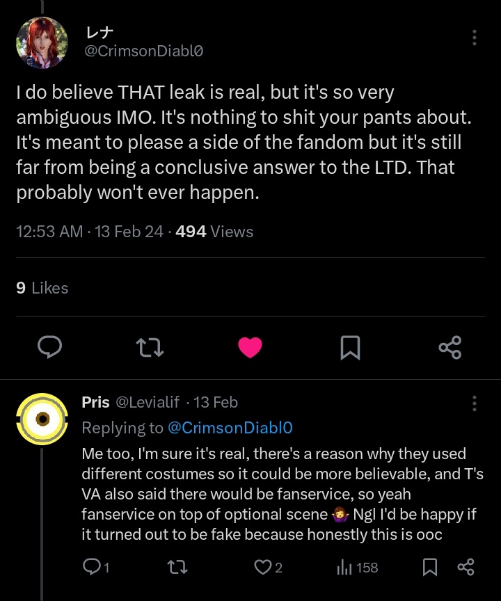 Levialif's tweet photo. @CrimsonDiabl0 Remember our convo? 1st day the leak hit this app, when everyone was still unsure whether the leak was real or fake. We've come a long way π€£π€£π€£
Optional, fanservice, out of character
#WasNeverInDoubt https://t.co/m1z67KKTVd