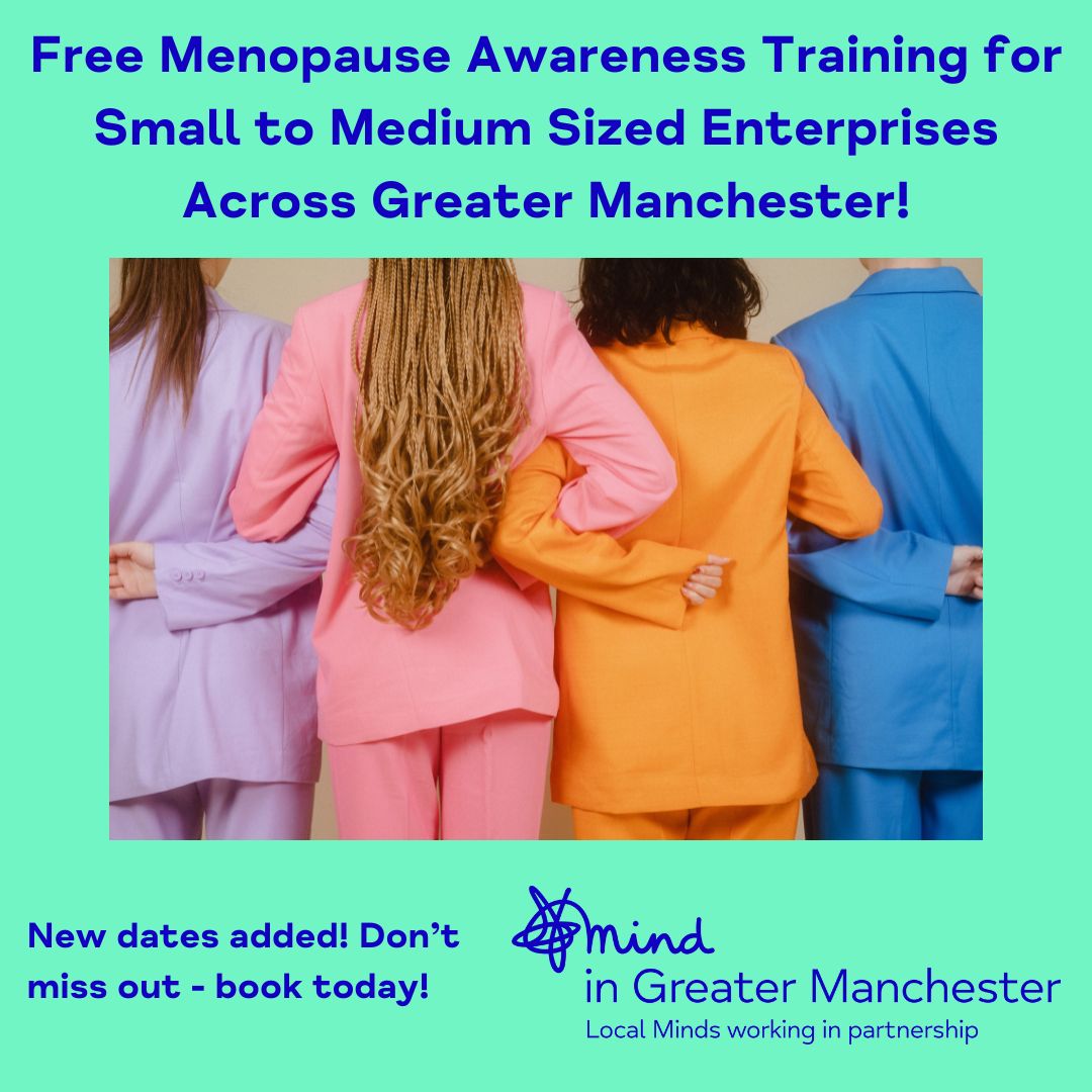 stockportmind's tweet photo. Conversation around #Menopause in the workplace matters.

We are proud to be offering free Menopause Awareness sessions to small to medium-sized enterprises (#SME) across #GreaterManchester.

New dates have been added. Book today:
https://t.co/8TjVL8KIT5 https://t.co/0PfkexNcol