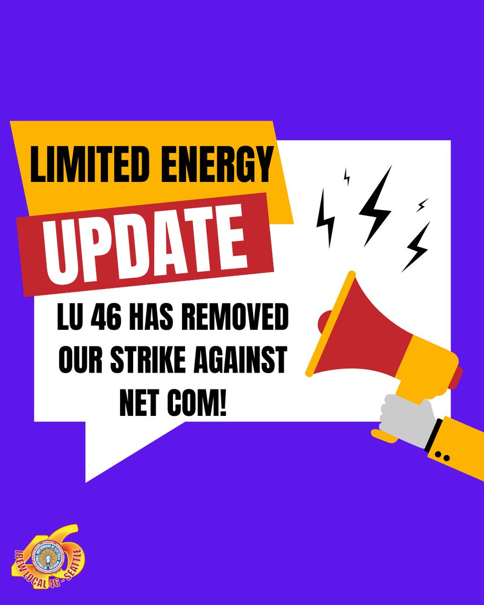Attention ALL Members of the LE Unit! LU 46 has REMOVED our strike against Net Com! We thank the Ownership of Net Com for standing with their valued employees and Members of LU 46! ONLY the LU 46 LE Unit Members employed by Net Com are FREE to work on all and any projects.