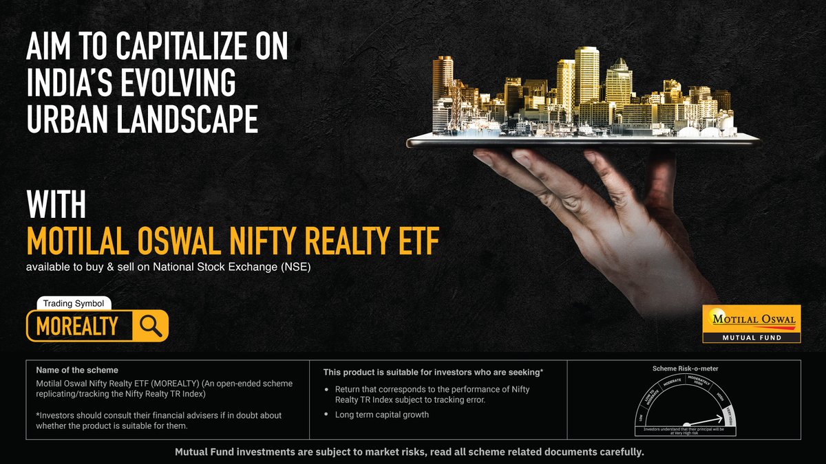 Seek to leverage India's dynamic urban environment for strategic growth. 

Visit motilaloswalmf.com/index-fund to know more.

#realty #RealtyETF #MotilalOswalNiftyRealtyETF #MotilalOswal #MotilalOswalAMC #indexfunds #passivefunds #ETF