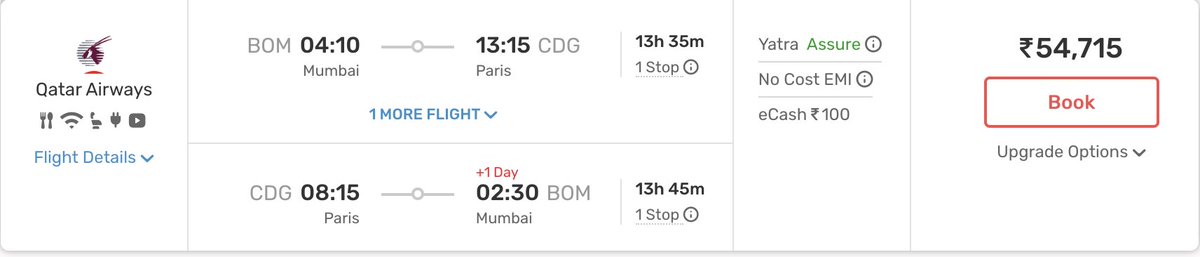 #NewYear2025 Mumbai ✈️ Paris Return Rs. 54K 🎒💼 Fly with @qatarairways 27th Dec - 10th Jan 2025 Share | RT #DakuFlightDeals