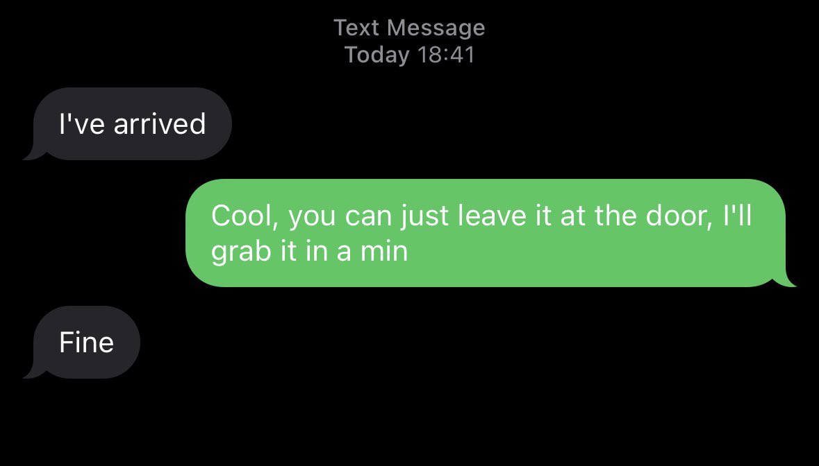 Relationship with Uber Eats Driver:

“It’s Complicated”