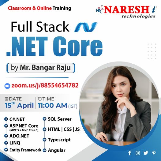 🛑 Free Demo 🛑
✍️Enroll Now: bit.ly/3QgHCmH
👉Attend Free Demo On C#.Net & Full Stack .Net Core by Mr.Bangar Raju.
📅Demo On: 15th April @ 11:00 AM (IST)
For More Details:
🌐Visit: nareshit.com/new-batches