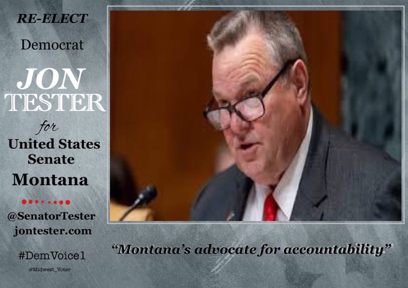 Jon Tester stands up for the ppl of Mo. Re-elect him to Congress Vets Energy Seniors Climate Education Healthcare Agriculture Gun Safety Public lands Civil liberties Indian affairs Infrastructure Reproductive care @SenatorTester tester.senate.gov #ProudBlue #allied4dems