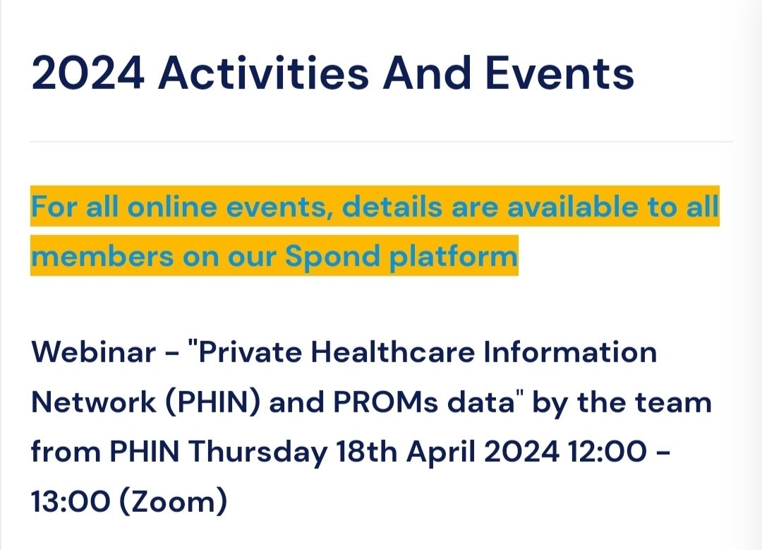 A week to go until our next webinar - and judging by the questions we are asked on this subject, it should be a popular one! All members welcome to hear the team from @PHIN_UK telling us about the #PROMs data they collect and its uses. 👇🏼👇🏼