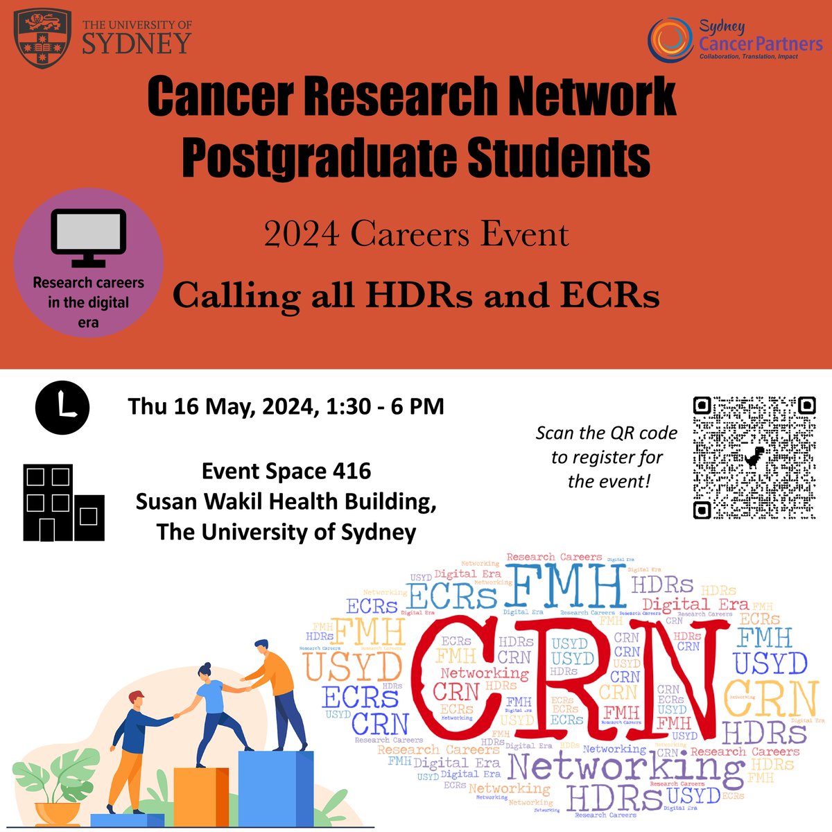 Calling all HDRs and ECRs! Join us at the CRN Postgraduate Student Careers event on Thursday 16 May 2024 from 1:30-6 pm at the Susan Wakil Health Building. Learn about careers in science, meet other CRN members and enjoy some delicious food! eventbrite.com.au/e/2024-crn-pos… #HDRs #ECRs