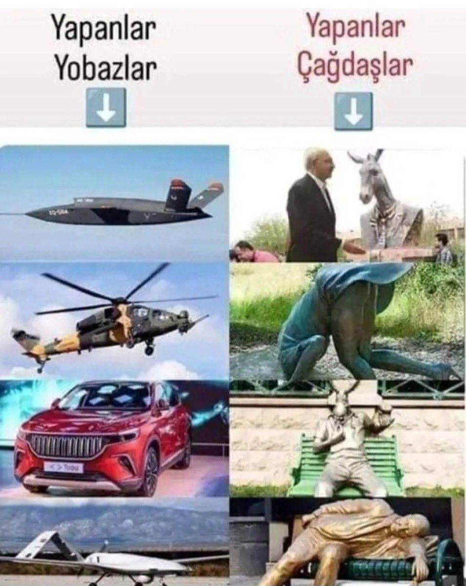 Heykelden  başka icraati olmayanlar eşekler
"Bayraktar'ı"  eleştiriyor.😅😅😅 🚀
