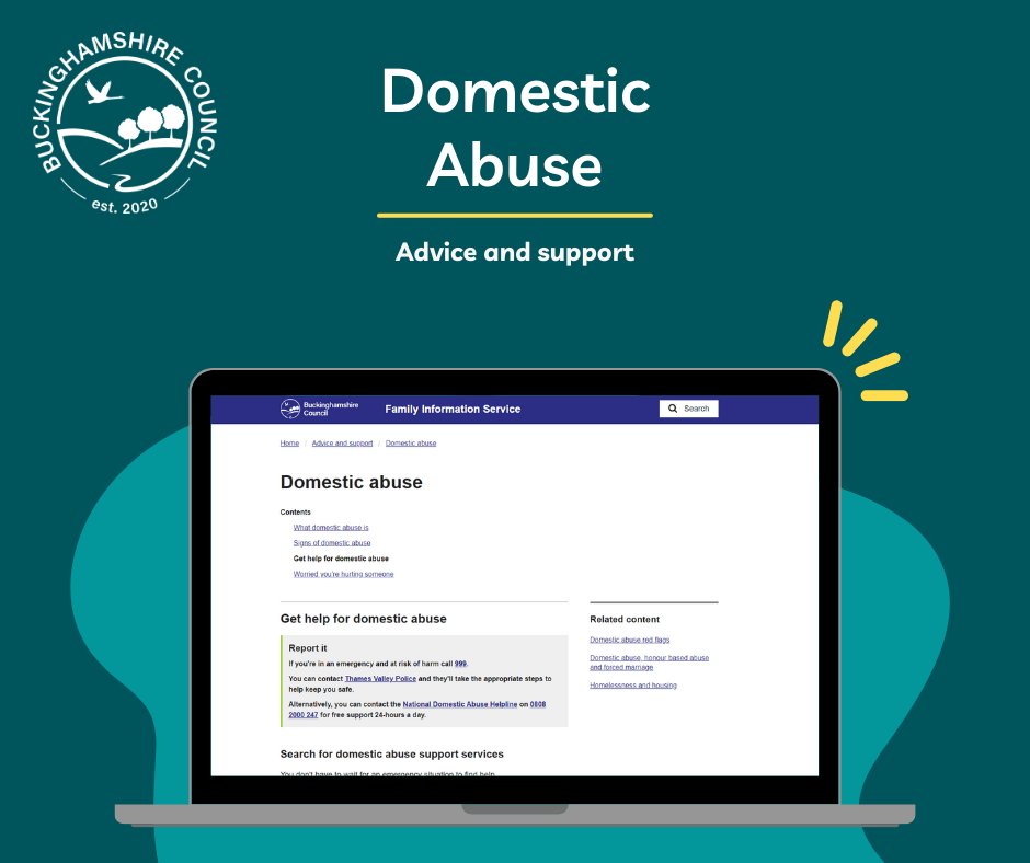 Domestic abuse can take many forms and can impact 1 in 5 adults in their lifetime. If you're a victim of domestic abuse, or perhaps you aren't sure, we have a range of information and support organisations available for you ➡️ familyinfo.buckinghamshire.gov.uk/advice-and-sup…