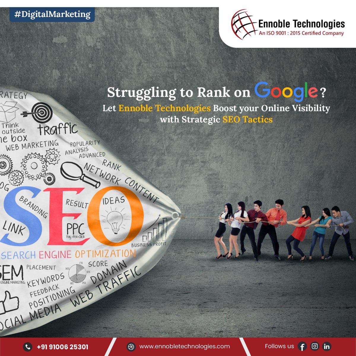 Struggling to rank on Google?🌐

Let #EnnobleTechnologies boost your online visibility with strategic SEO tactics.🚀

Dominate search results and outshine your competitors.💼

#SEO #SearchRanking #OnlineVisibility #DigitalMarketing #SEOExpert #KeywordResearch #GoogleRanking