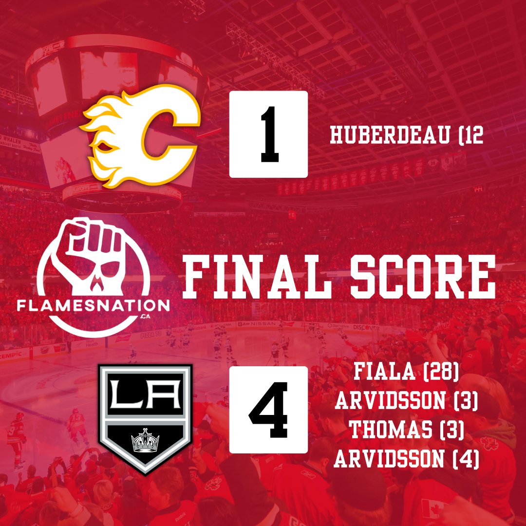 Flames lose 4-1 in LA. The boys are back in action tomorrow night when they take on the Anaheim Ducks.