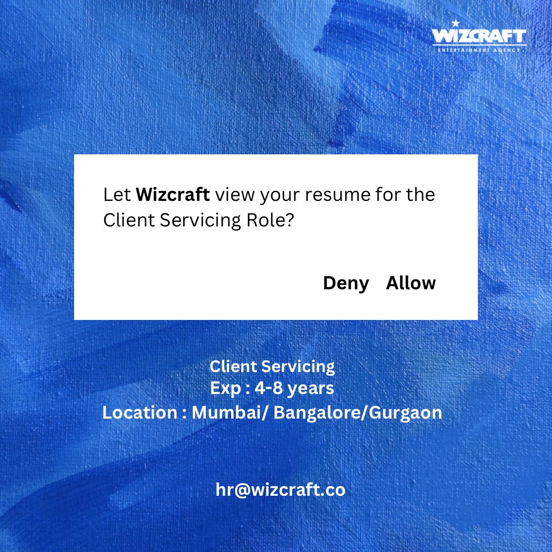 Opportunity knocks – will you answer ? Mail your resume to hr@wizcraft.co

#Wizcraft #WizcraftEntertainmentAgency #Hiring #EventExcellence #WizcraftEvents #CreativeEvents #EventPlanners #EventManagement #EventLife #EventPlanning #EventIndustry #EventProfessionals #EventExperience