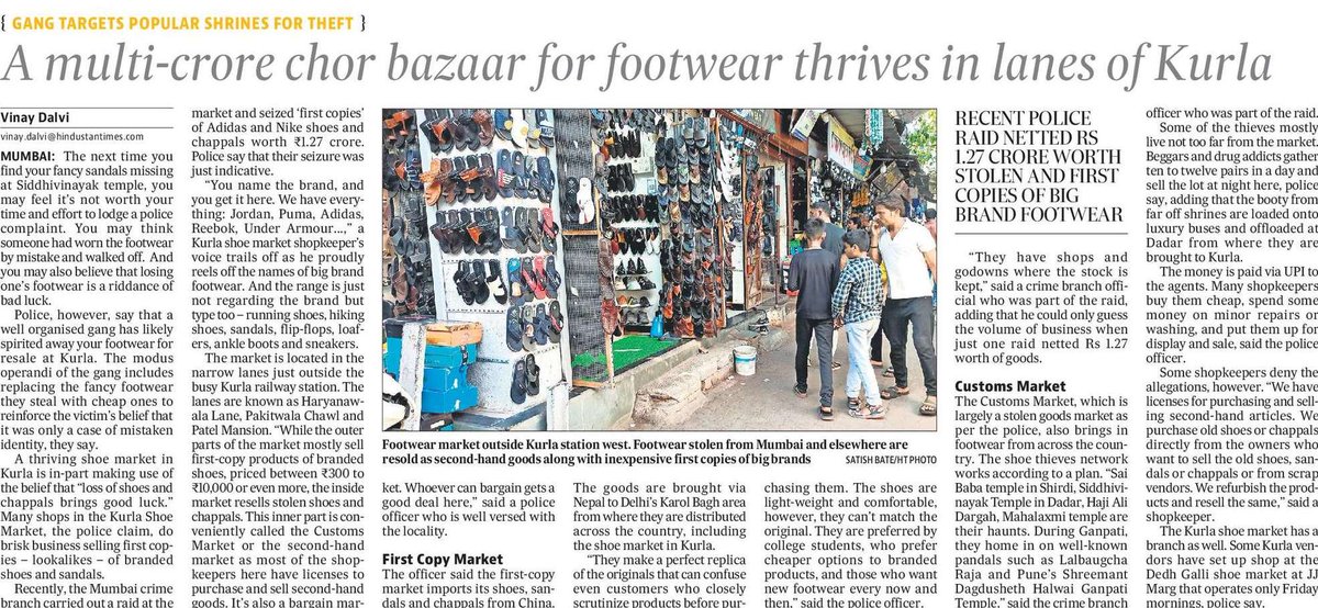 #Mumbai Looking out for your lost footwear... Look no further..... Head to Kurla A multi-crore 'chor bazaar' for footwear thrives. @Brezzy_Drive @HTMumbai #ChorBazaar #Kurla hindustantimes.com/cities/mumbai-…