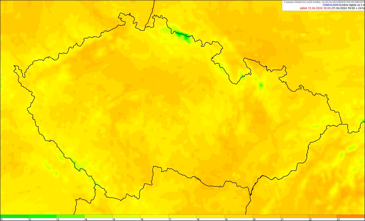 #pocasi Dnes bude na obloze mraků o něco více, ale bude teplo. Nejvyšší teploty čekáme mezi 17 až 21 °C (obr.).