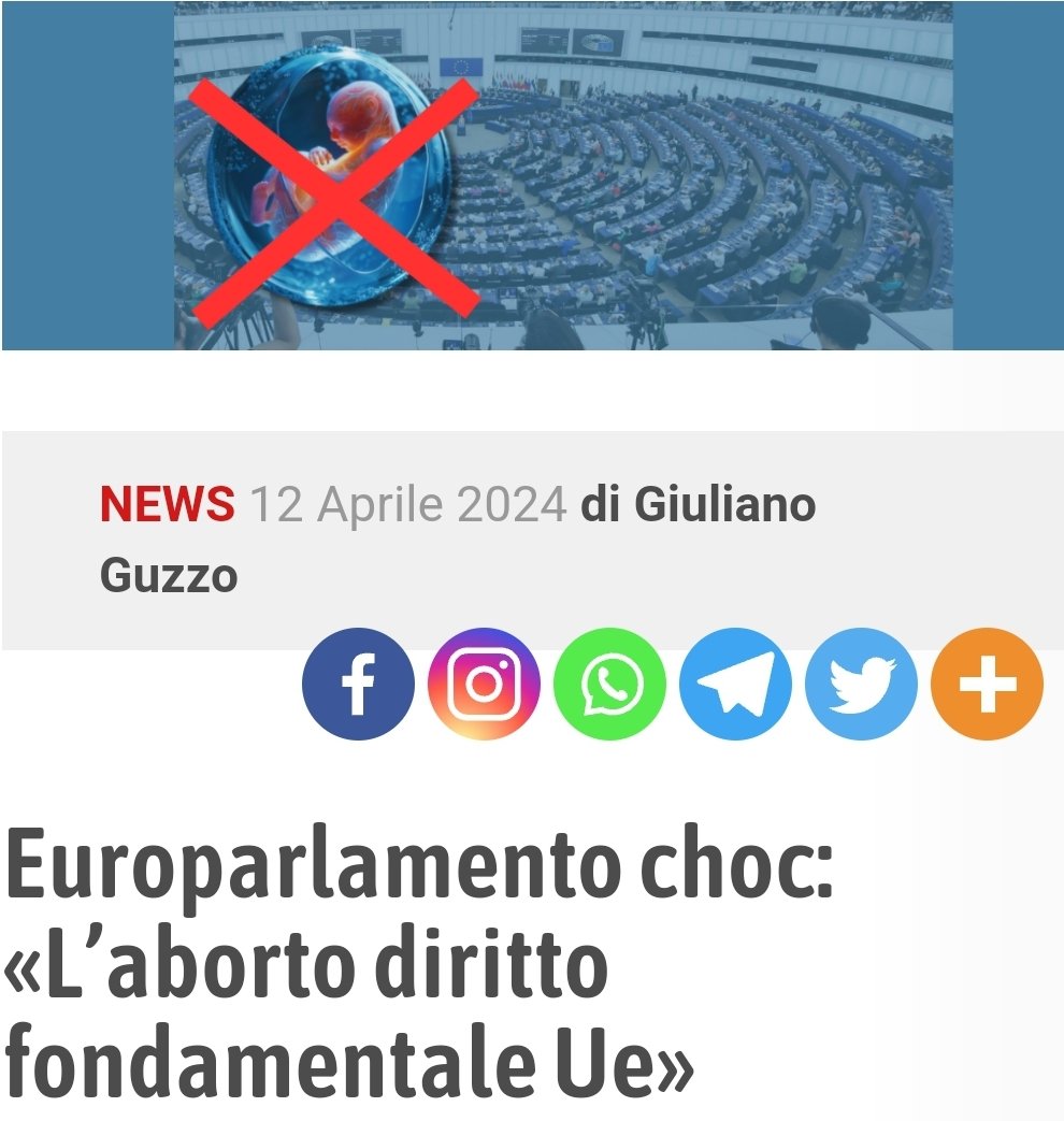 Il Parlamento #UE vota contro la vita umana. Favorevoli PD e 5 stelle Contrari Lega (con 1 astenuta) e Fratelli d'Italia Forza Italia metà a favore e metà contro (??). Il dettaglio dei nomi sulla mia pagina Facebook Alle prossime elezioni europee votiamo solo candidati pro life.