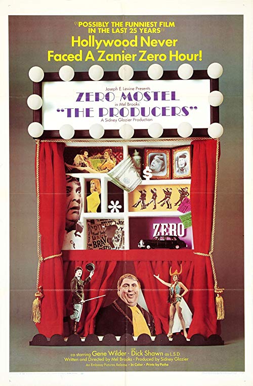 THE PRODUCERS (1968) Zero Mostel, Gene Wilder, Dick Shawn. Dir: Mel Brooks 2:15a ET (11:15p PT) A down-on-his-luck producer and his accountant scheme to profit from a Broadway flop. 1h 28m | Comedy