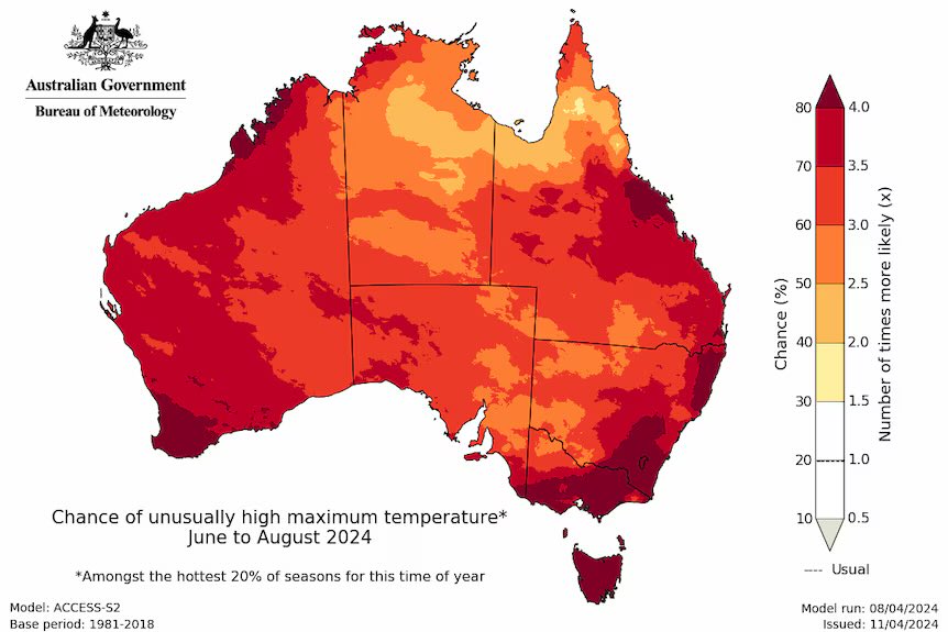 BOM has trouble predicting weather a day in advance. Here's the fear porn for August. In blazing Red of course.😃😃😄😄