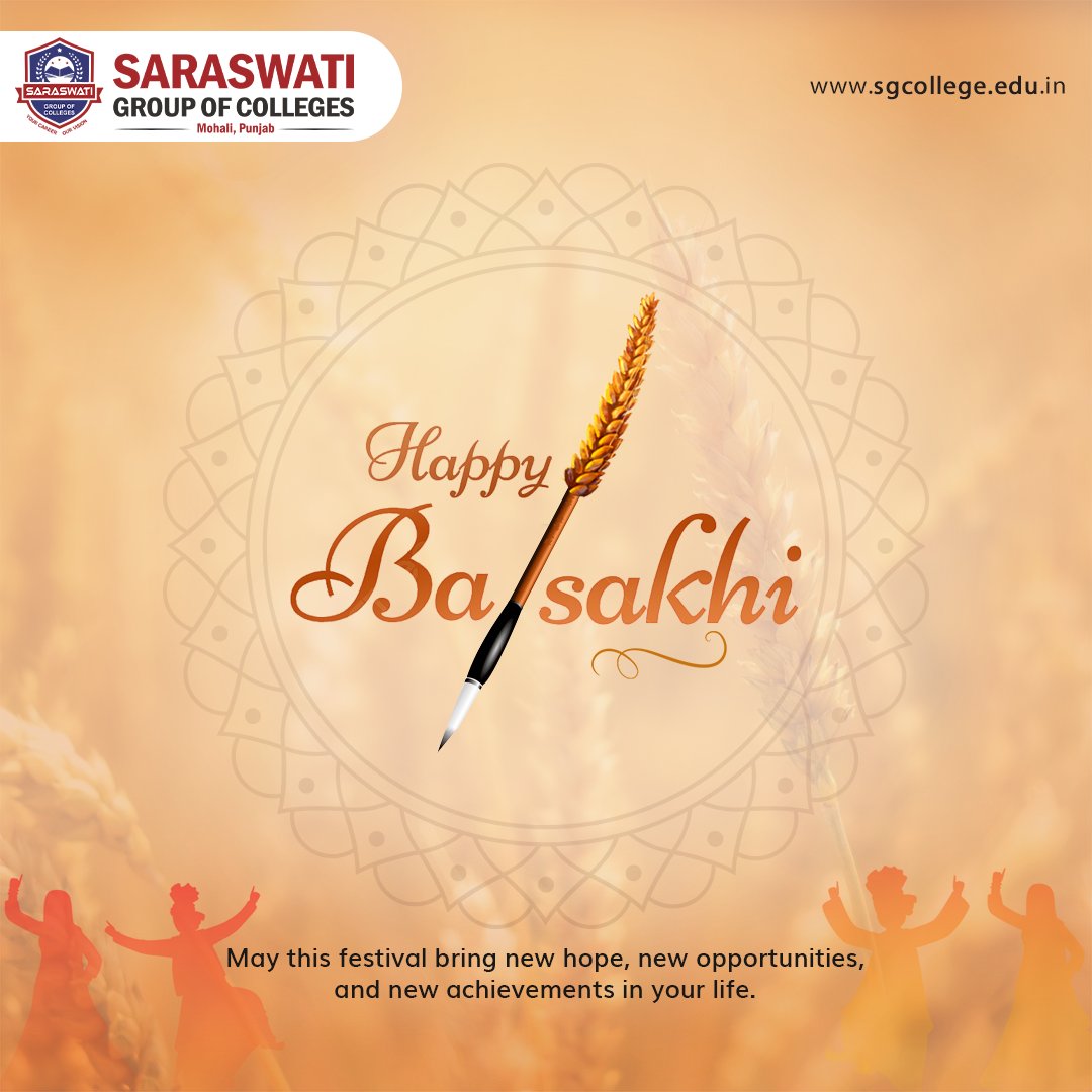 Happy Baisakhi - May This Festival Bring New Hope, New Opportunities, And New Achievements In Your Life.

#HappyBaisakhi #NewHope #NewOpportunities #NewAchievements #FestivalJoy #BaisakhiCelebration #HarmonyAndPeace #UnityInDiversity #TraditionalFestivity #SGC #SGCMohali