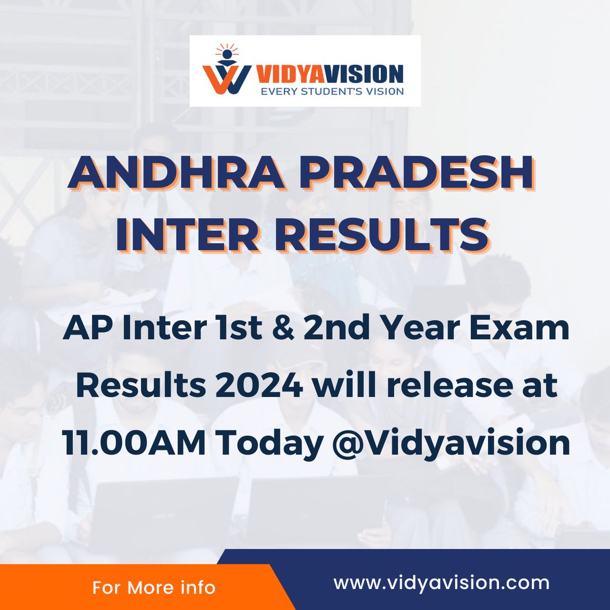 vidyavision_com's tweet image. AP Inter 1st &amp;amp; 2nd Year will release at 11.00 AM today
@vidyavision

#apinter #apinterresults #vidyavision #apinter1styearresults #apinter2ndyearresults