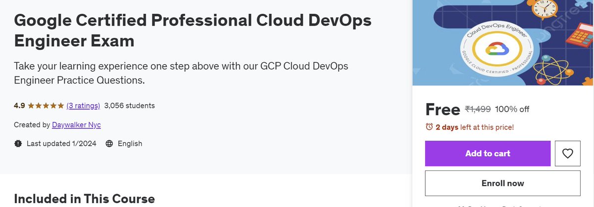 GCP DevOps (Practice Exam - Udemy)🎯

Grab it before coupon get expired!

Course link with Coupon: udemy.com/course/gcp-clo…