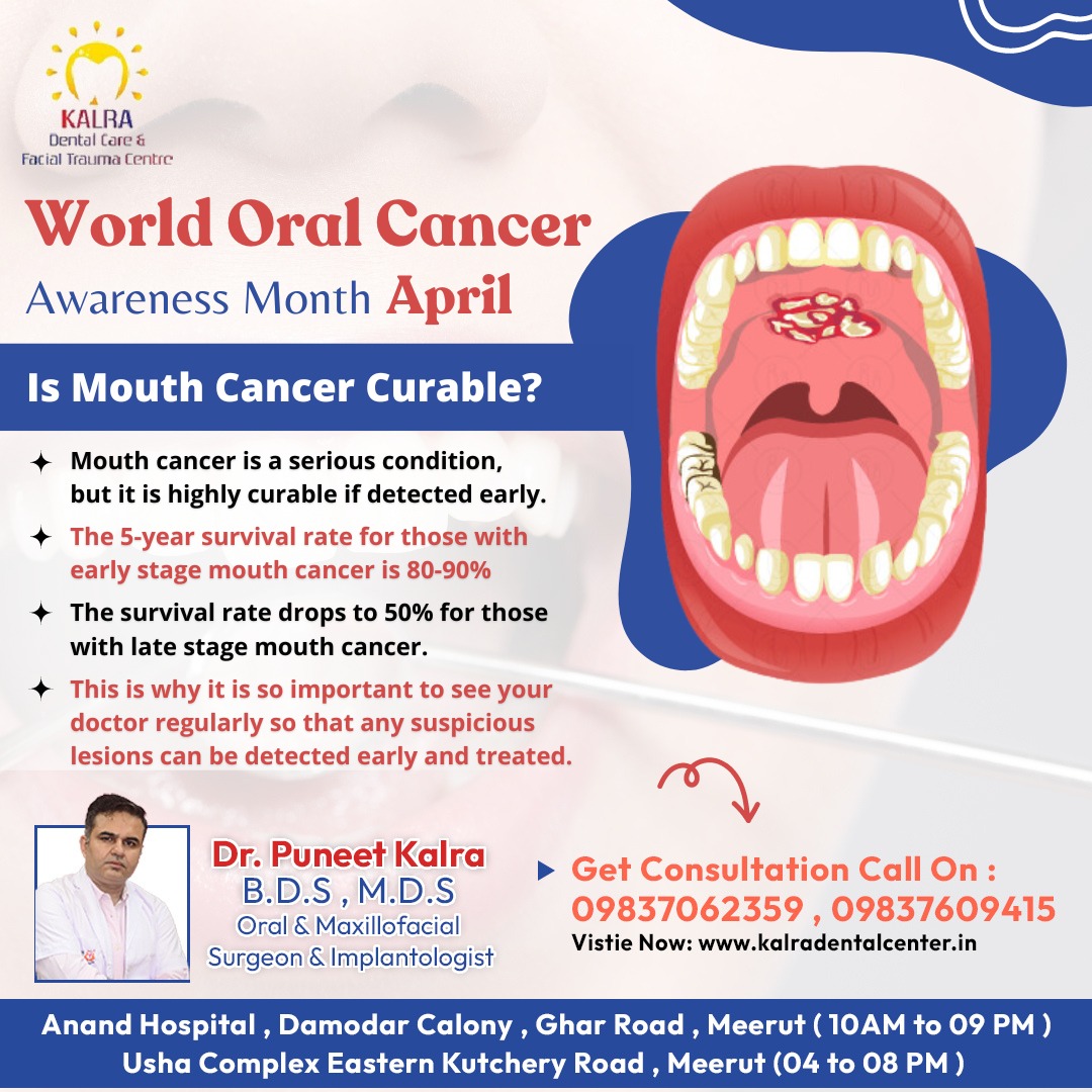 𝐖𝐨𝐫𝐥𝐝 𝐎𝐫𝐚𝐥 𝐂𝐚𝐧𝐜𝐞𝐫 𝐀𝐰𝐚𝐫𝐞𝐧𝐞𝐬𝐬 𝐌𝐨𝐧𝐭𝐡 𝐀𝐩𝐫𝐢𝐥
Is Mouth Cancer Curable? 👄🎗️🩺
.
#OralCancerAwareness #EarlyDetectionSavesLives #CheckYourMouth #MouthCancerAwareness #KnowTheSigns #SeeYourDoctor #HealthySmiles
#PreventOralCancer #GetChecked