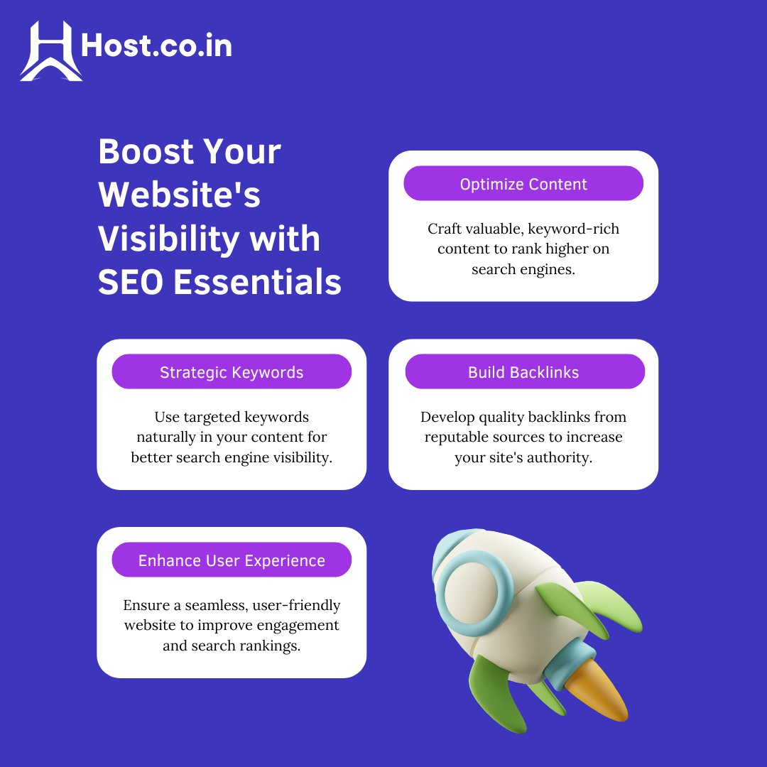 Maximize your website's reach with these essential #SEO strategies! 🌟 Elevate your online game and watch your visibility soar! 
.
.
.
#host #digitalmarketing #OnlineVisibility #DigitalGrowth #SEOsuccess #OnlineGrowth