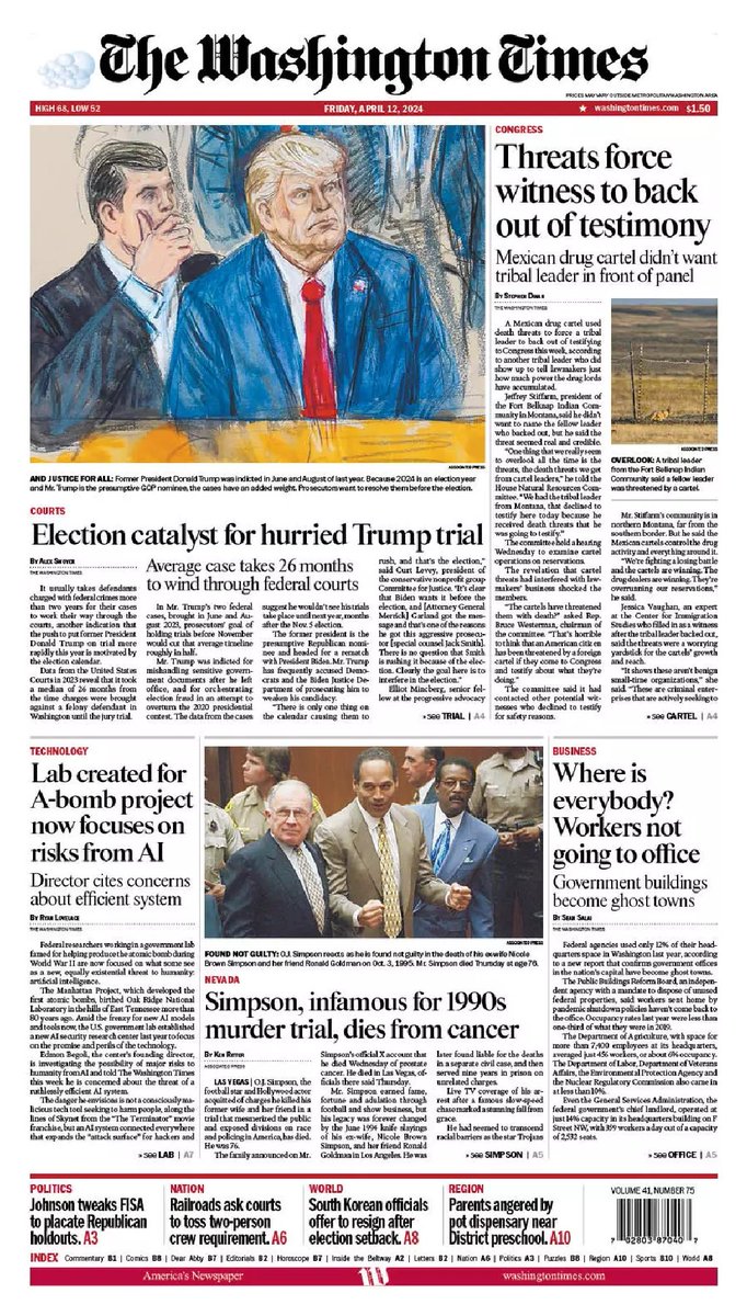 🇺🇸 Election Catalyst For Hurried Trump Trial ▫Defendants not named ‘Trump’ usually go to trial years after indictment ▫@ASwoyer ▫is.gd/xxxBiC #frontpagestoday #USA @WashTimes 🇺🇸