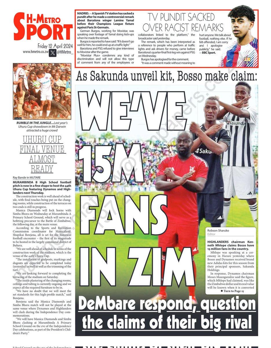 #Backpage WE'VE 15M FANS IN ZIM ... DeMbare Respond, Question Claims of Their Big Rival hmetro.co.zw/as-sakunda-unv…