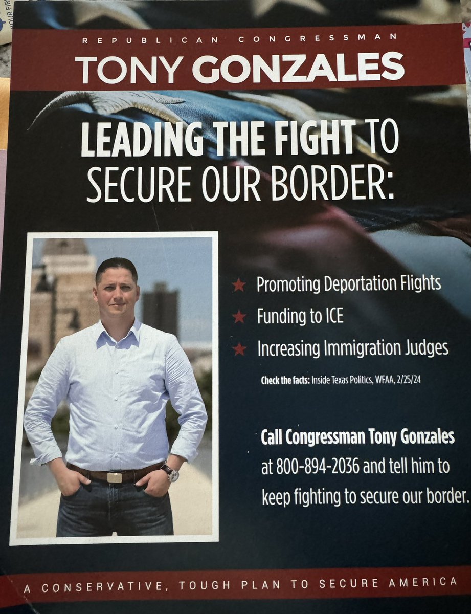 Got this in my mailbox today. Will still be telling 10+ people and tell them to tell more people to vote for @TheAKGuy in the May 28 runoff election for #TX23 😁