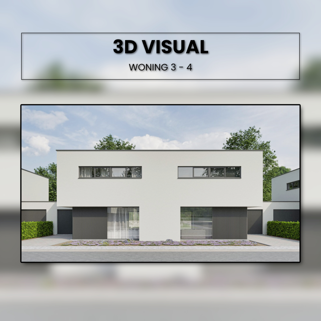 3D beelden die spreken Als freelance 3D-artiest kreeg ik de opdracht om de 3D-visuals, verkoopplannen en brochure te ontwikkelen voor dit mooie nieuwbouwproject met 11 energiezuinige woningen. Op deze visual zie je de voorgevels van woning 3 en 4.