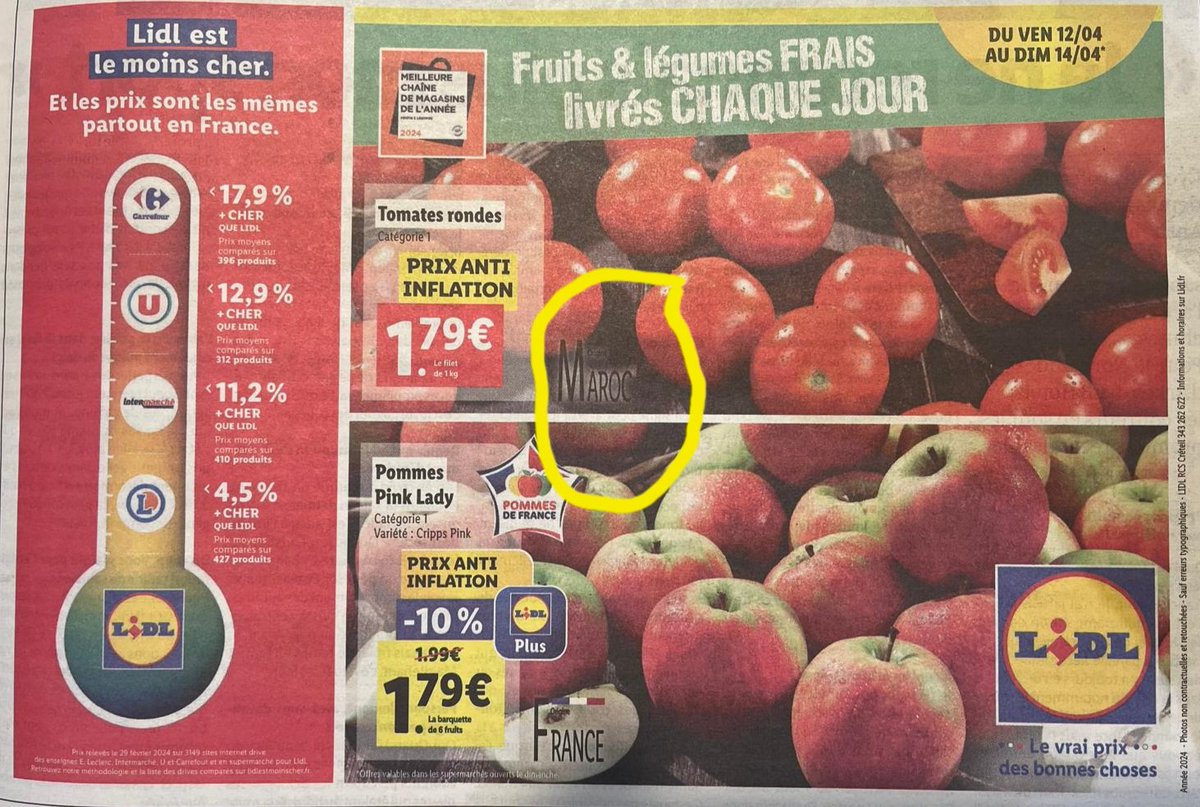 #balanceTonOrigine @lidlfrance noter l'origine des tomates (Maroc 🇲🇦) en noir sur fond noir, ça n'aide pas vraiment le consommateur à y voir clair sur l'origine des produits qu'il achète ! 😡 @tomccb @Interfel